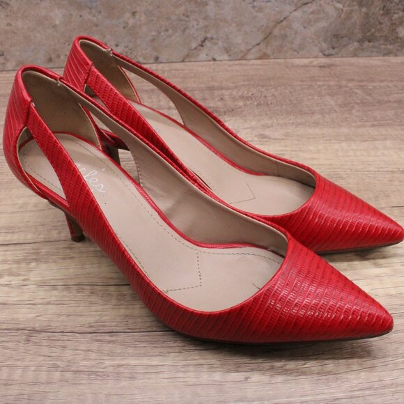 Charles By Charles David Addition Heels Pump Womens Size 8M Red Lizard - Picture 5 of 8